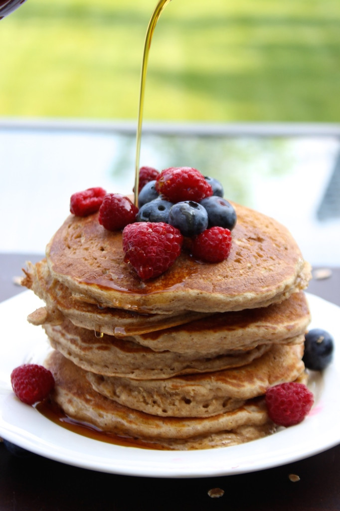 healthier oatmeal cookie pancakes by hotchocolatehits.com #pancakes #healthy #oatmeal 