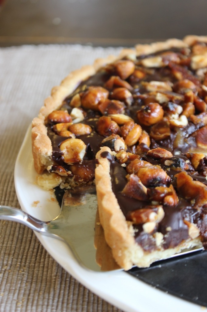 It's been called the best dessert ever. A tart layered with salted caramel, chocolate and caramelized peanuts and hazelnuts. YUUUUUMMM. Perfect for Thanksgiving!
