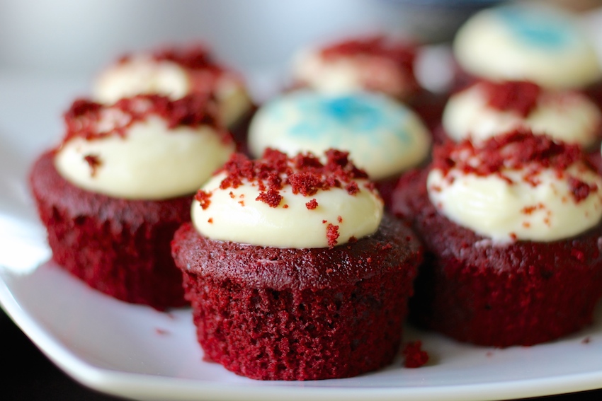 An easy, delicious recipe for red velvet cupcakes from scratch.