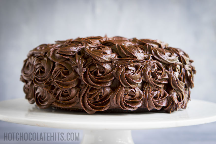 a dark, decadent vegan chocolate cake in all its glory 